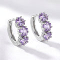 February Star Birthstone Huggie Hoop Earrings - Sterling Silver with Amethyst-Tone Zircon