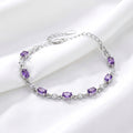 February Oval Cut Birthstone Bracelet - Sterling Silver with Amethyst-Tone Zircon