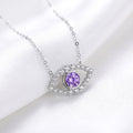 February Round Cut Birthstone Eye Pendant Necklace - Sterling Silver with Amethyst-Tone Moissanite